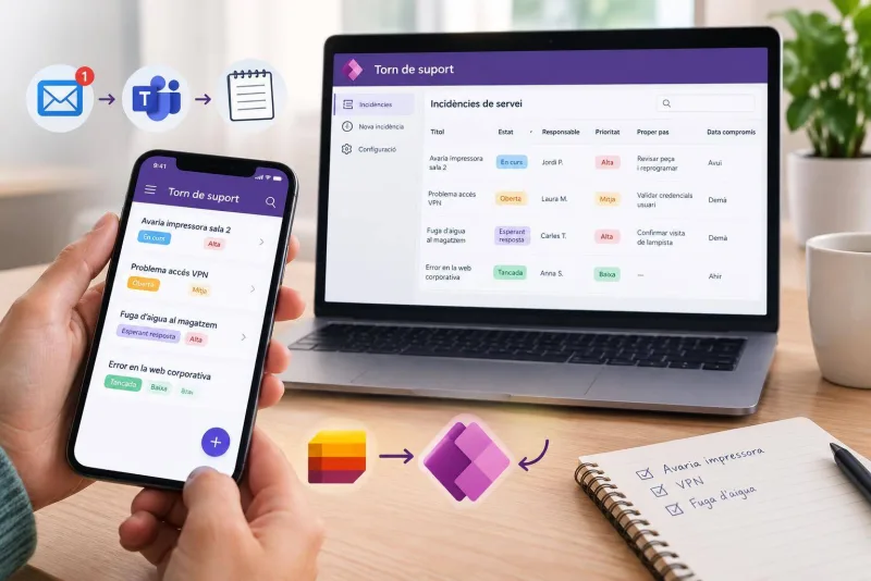 Una app de torn per actualitzar incidències des del mòbil amb Power Apps