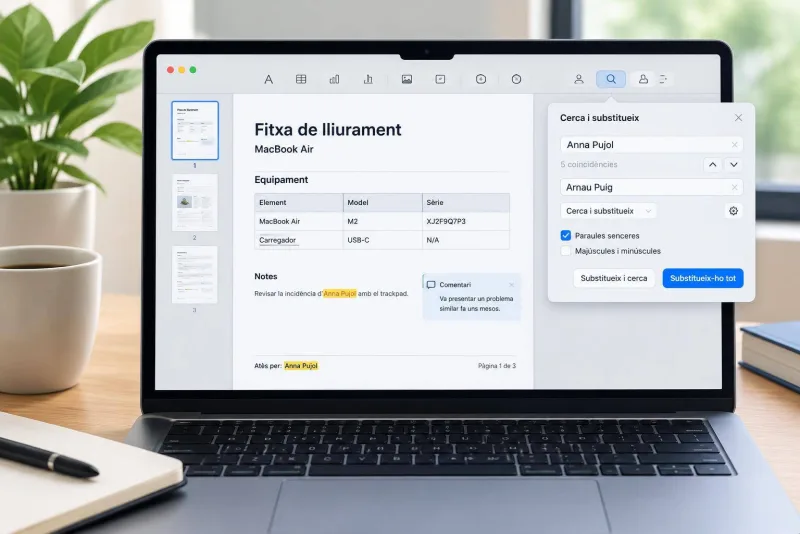 Canvia el nom d’un client a tot un document sense deixar rastres