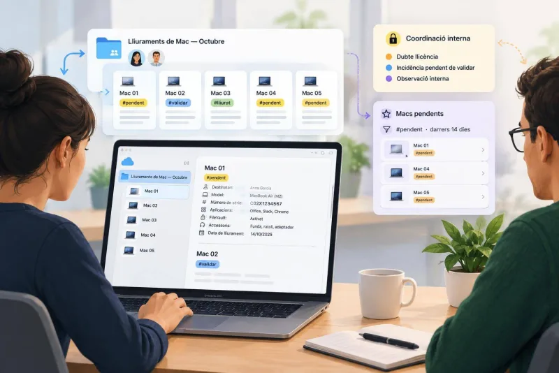 Coordina lliuraments de Mac sense exposar notes privades