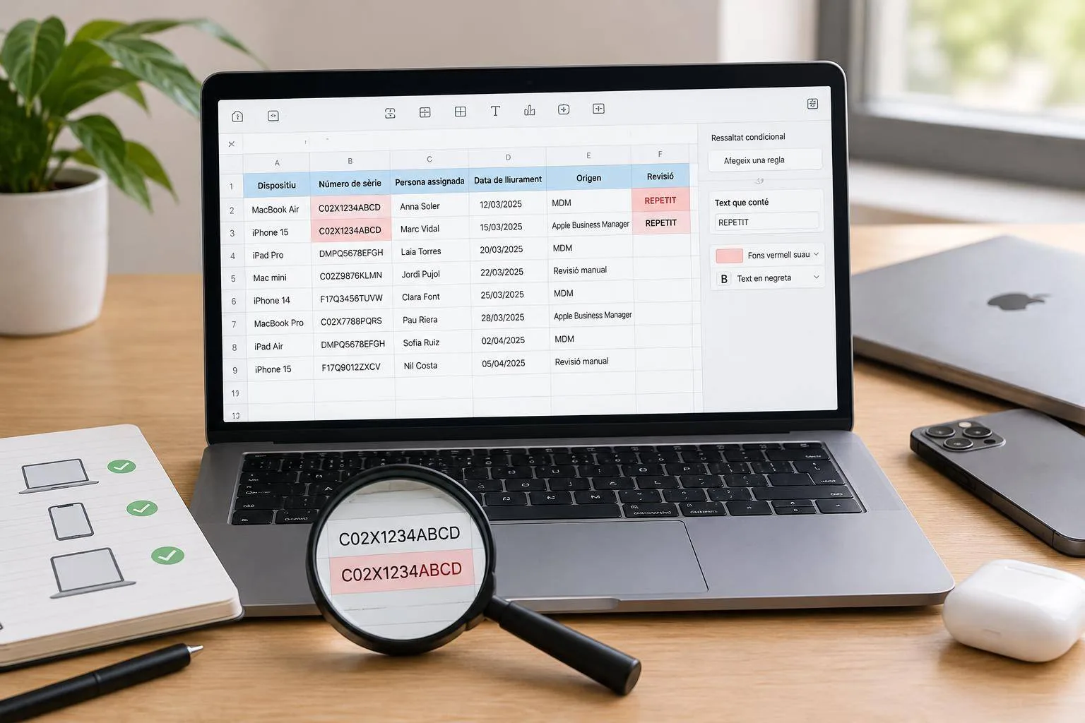 Detecta números de sèrie repetits abans que entrin a l’inventari