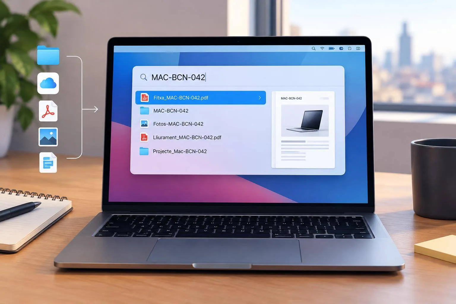 Troba la fitxa d’un Mac amb Spotlight abans d’un lliurament